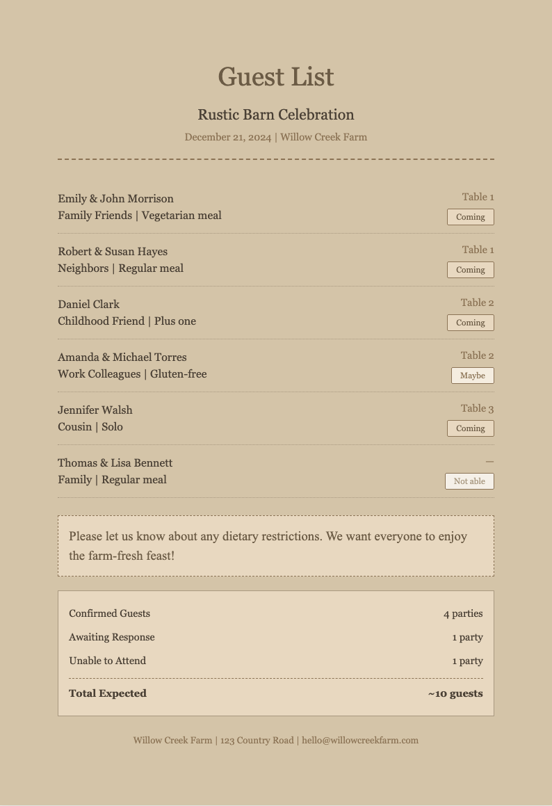 Paper texture guest list